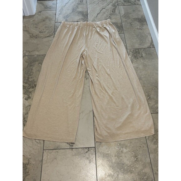 Zenana Elastic Waist Wide Leg Neutral Cream Lounge Pants Size 2X - Picture 4 of 5